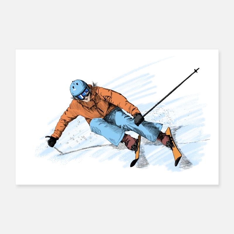 Skiing - Poster 30 x 20 cm - blanc