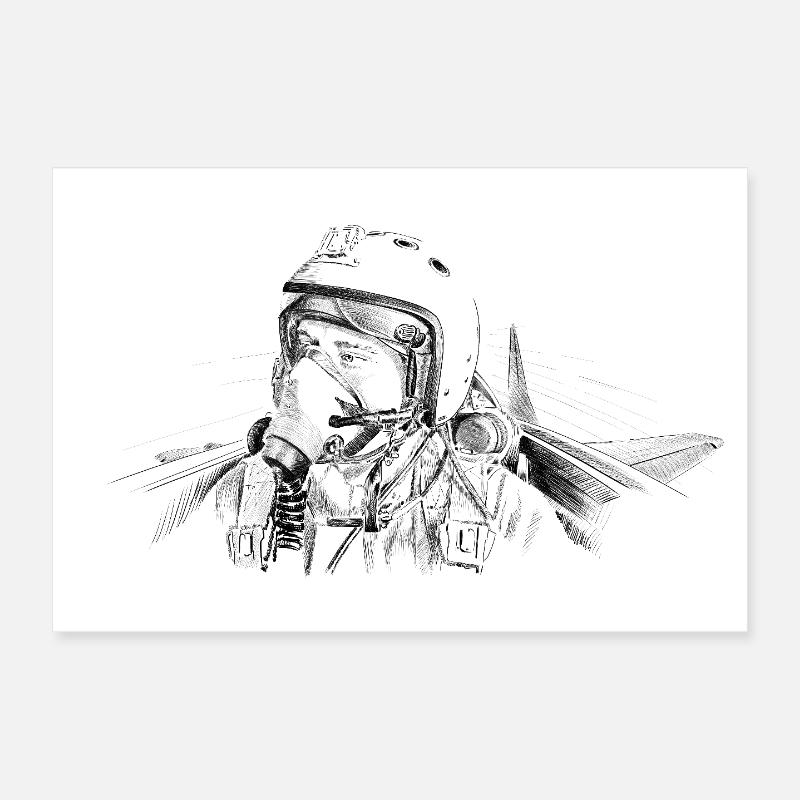 Fighter pilot ru Poster 30 x 20 cm