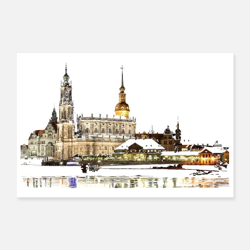 Dresden - Poster 30x20 cm - Weiß