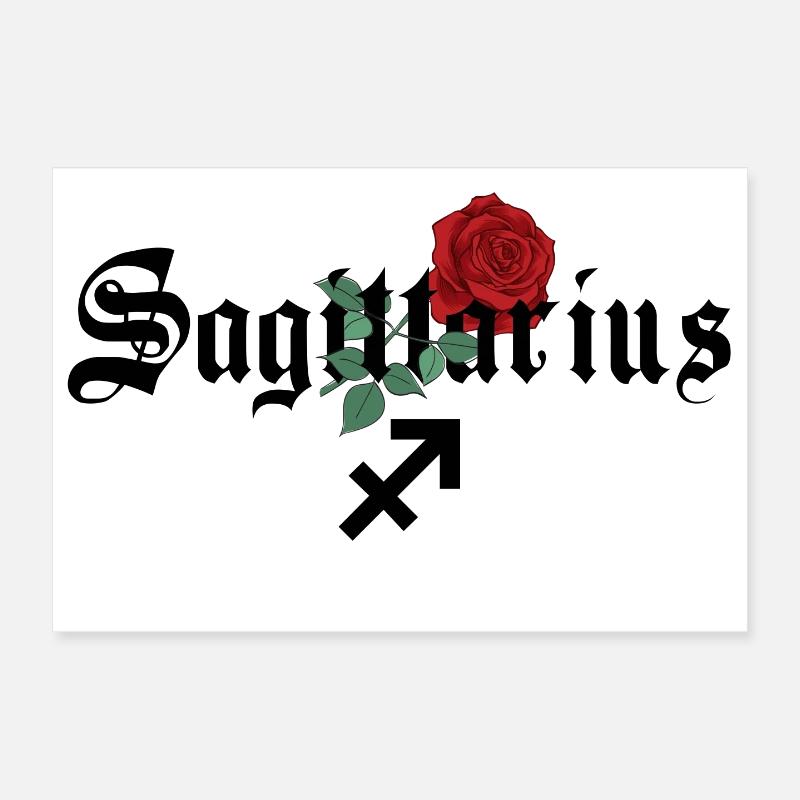 Sagittarius Rose Zodiac Poster 12" x 8" (30x20 cm)