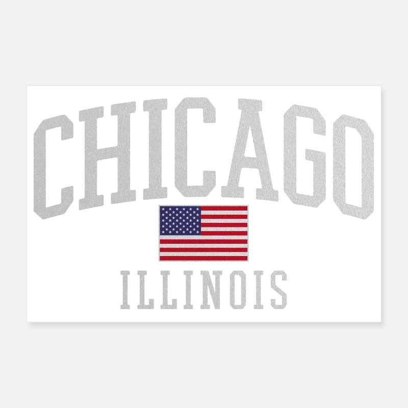 Emblème de l’arc du drapeau de Chicago - Poster 30 x 20 cm - blanc