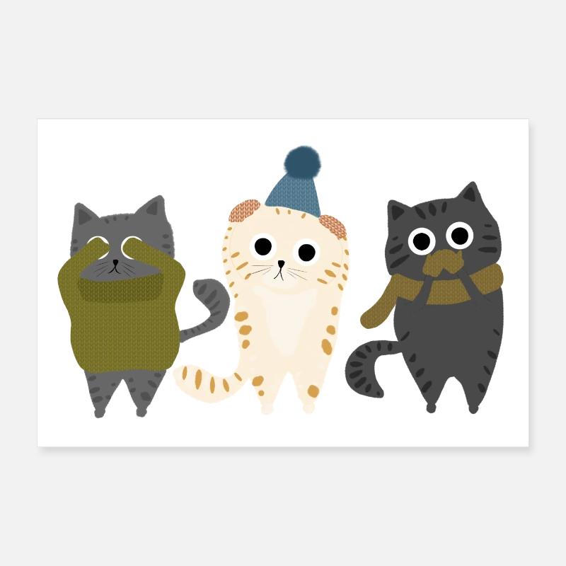 Trois chats Poster 30 x 20 cm