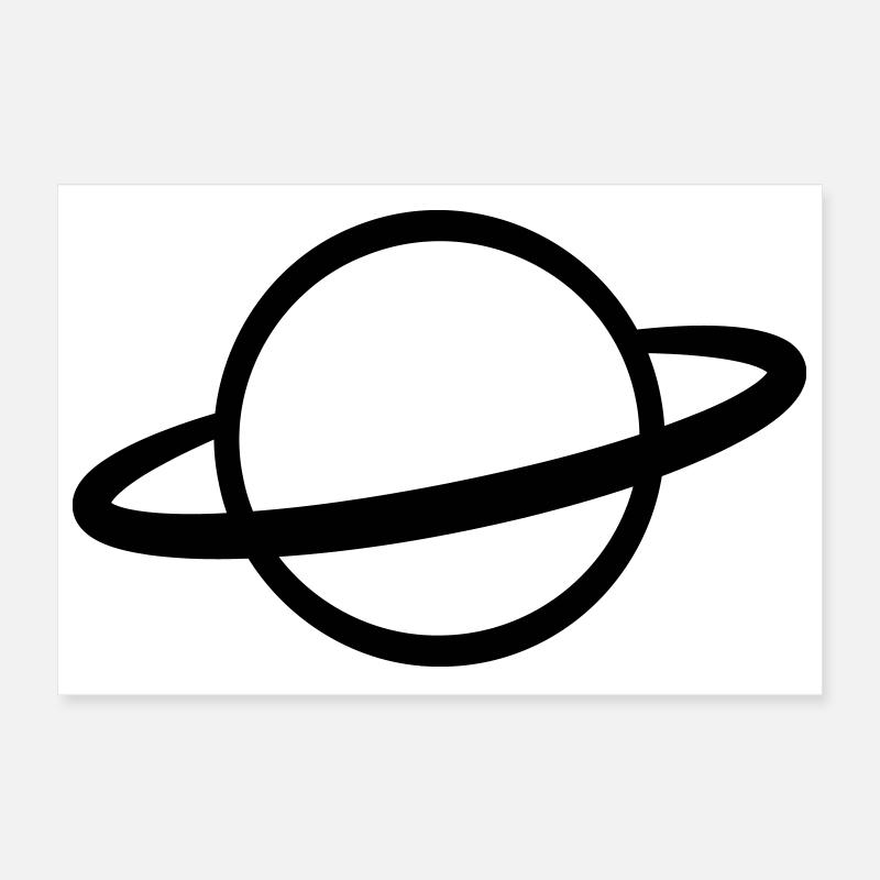 Planet with Ring Icon Outline Poster 12" x 8" (30x20 cm)