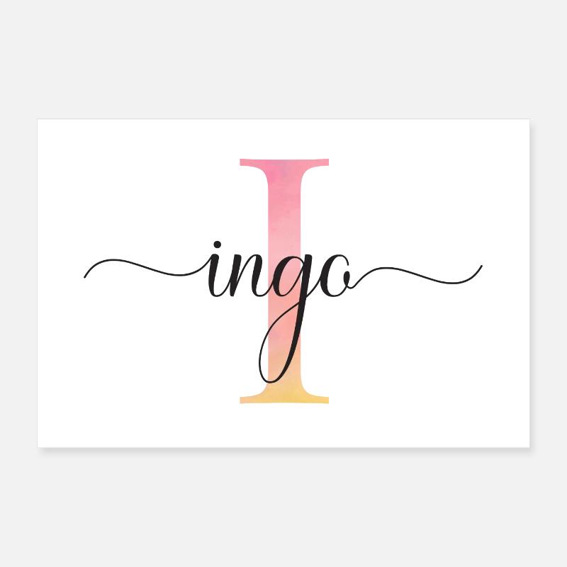 J | Monogramme | Nom | Ingo |Aquarelle Poster 30 x 20 cm