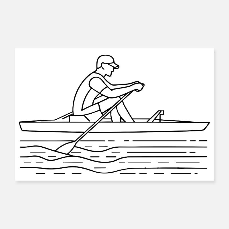 Rower Drawing Poster 12" x 8" (30x20 cm)