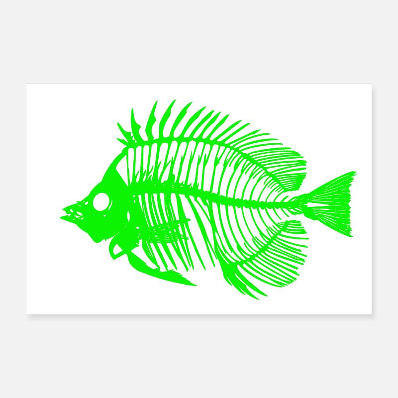 Glowing Fish Skeleton Design - Poster 12" x 8" (30x20 cm) - white