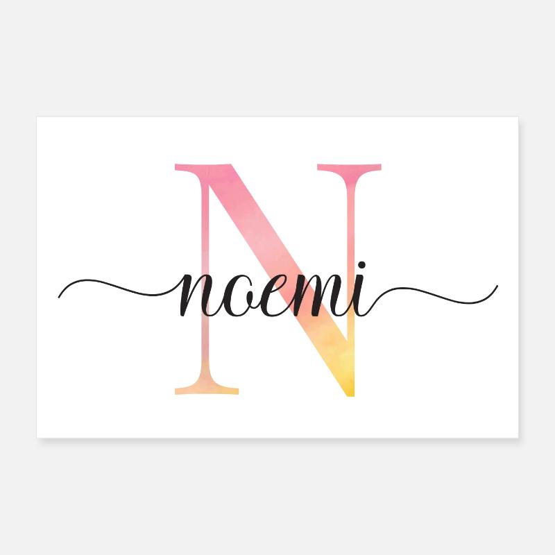 N | Monogramme | Nom | Noemi |Aquarelle Poster 30 x 20 cm