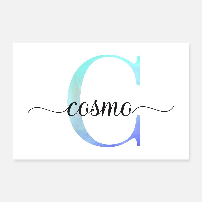 C| Monogramme | Nom | Cosmo| Aquarelle Poster 30 x 20 cm
