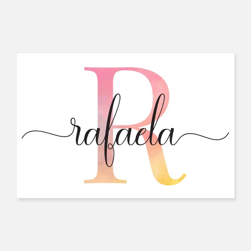 L | Monogramme | Nom | Rafaela |Aquarelle Poster 30 x 20 cm