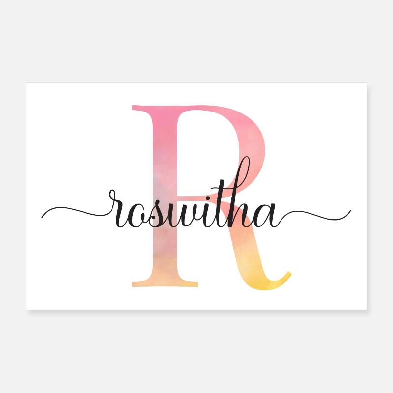 L | Monogramme | Nom | Roswitha |Aquarelle Poster 30 x 20 cm