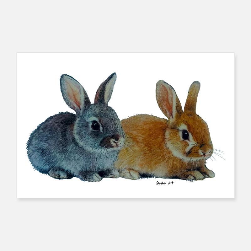 Bunnies - Easter Poster 12" x 8" (30x20 cm)