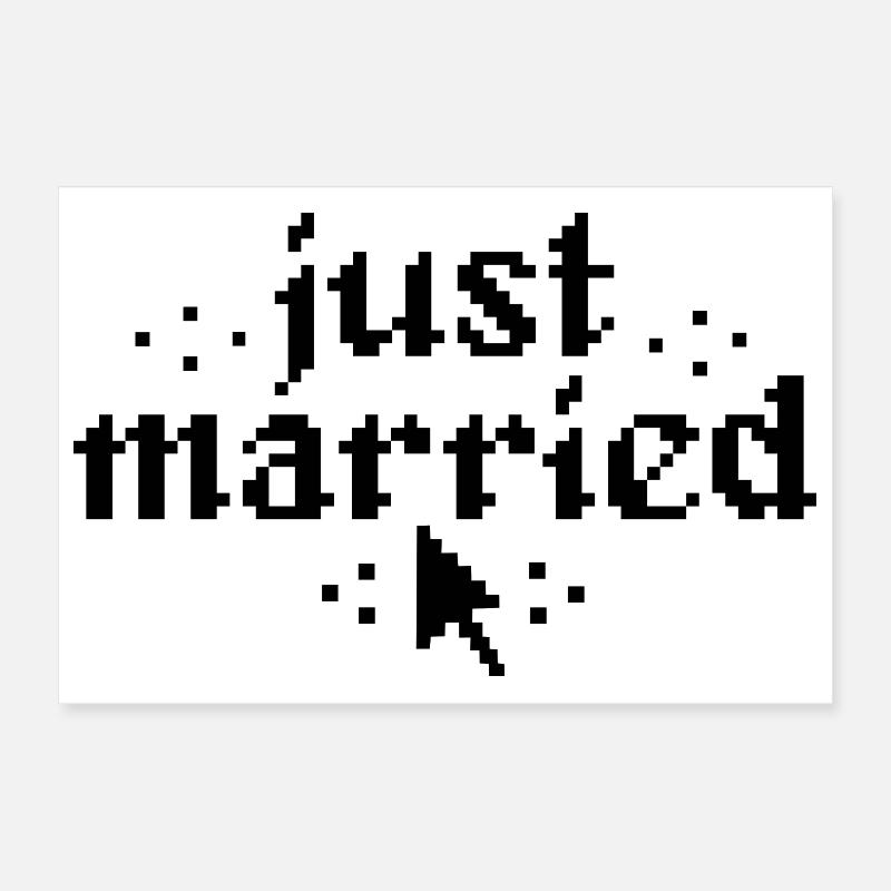 Just Married Pixel lustiges Hochzeitsgeschenk Poster 30x20 cm