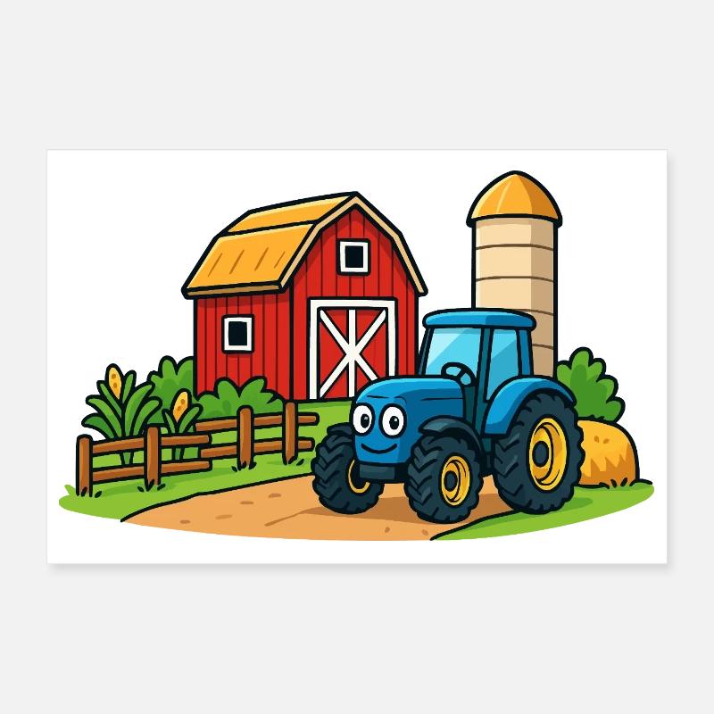 Fun farm with tractor Poster 12" x 8" (30x20 cm)