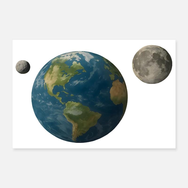 Earth with second moon 2025 PN7 Poster 12" x 8" (30x20 cm)