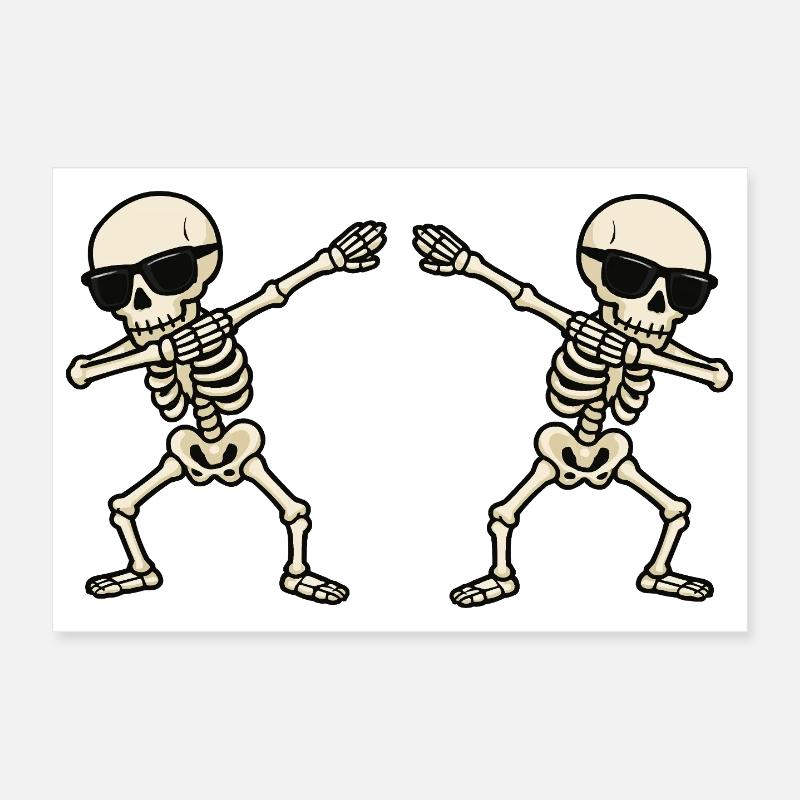 Duo de danse skeleton avec lunettes de soleil Poster 30 x 20 cm