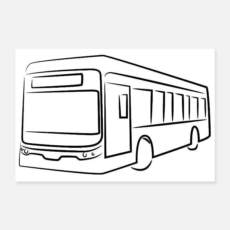 Bus Drawing Poster 12" x 8" (30x20 cm)