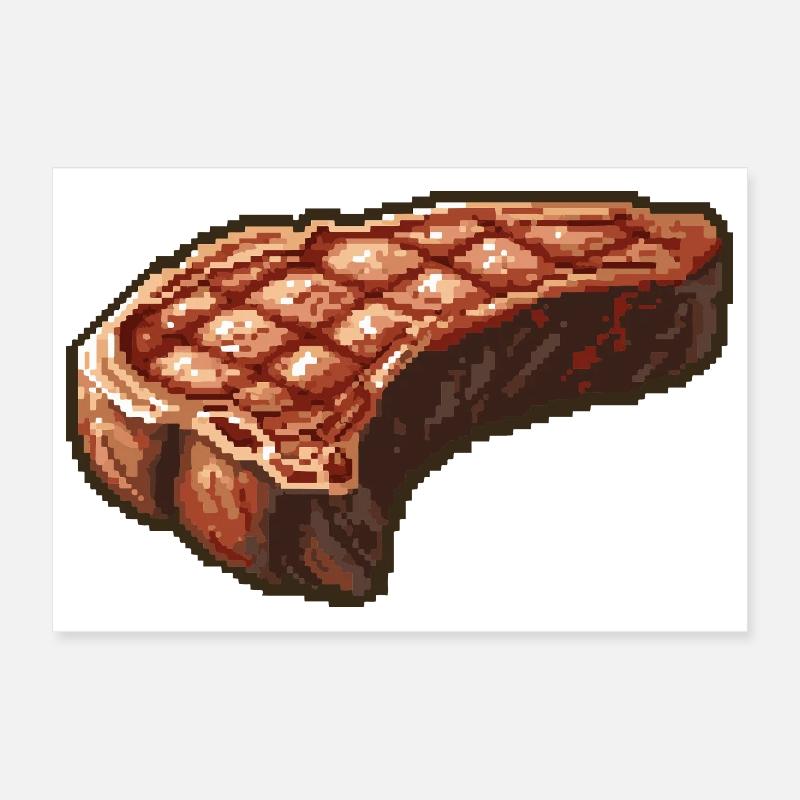 Pixelsteak Retro Grillkunst Poster 30x20 cm