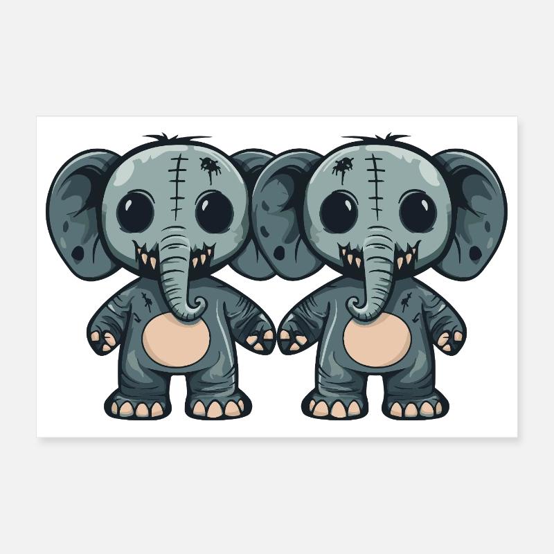 Elephant Halloween Team Funny Poster 12" x 8" (30x20 cm)