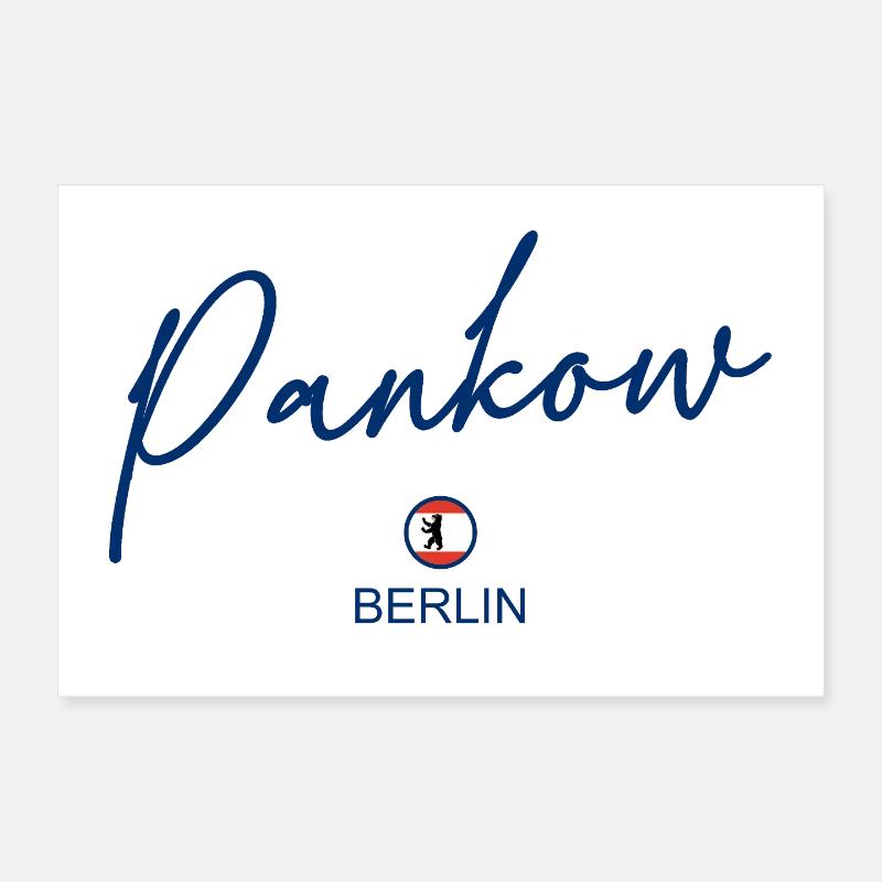 Pankow - Berlin Flag - Berlin Bear - Berlinerin Poster 12" x 8" (30x20 cm)