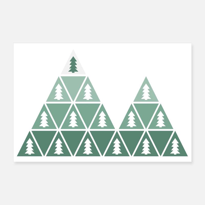 Fir Trees & Mountains Poster 12" x 8" (30x20 cm)