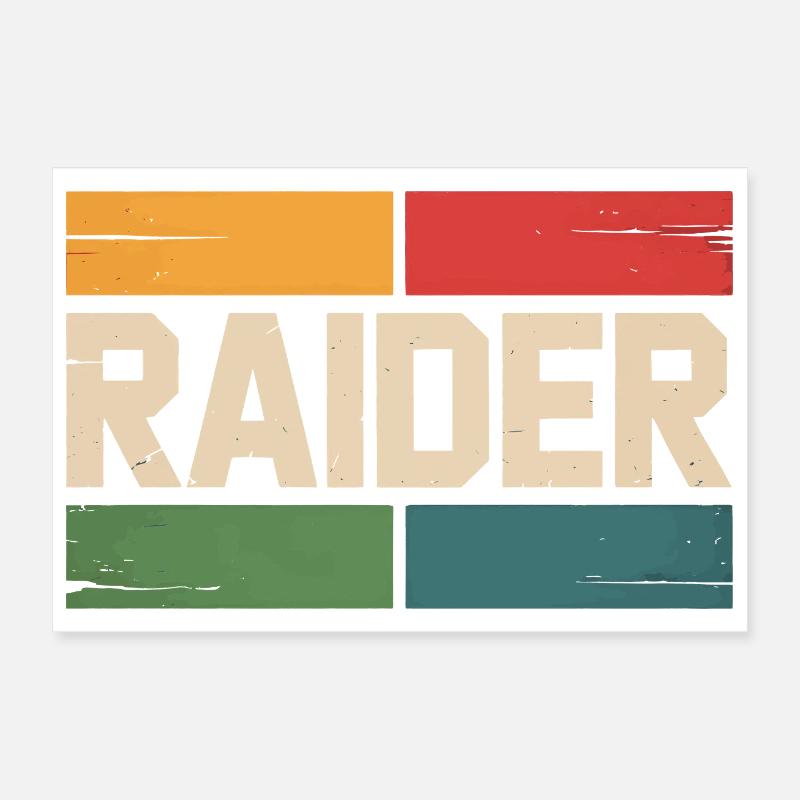 Raider Gamer Retro Vintage Colors RPG Gaming Poster 12" x 8" (30x20 cm)