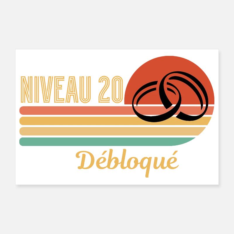 Level 20 Unlocked Retro Graphic Design Poster 12" x 8" (30x20 cm)