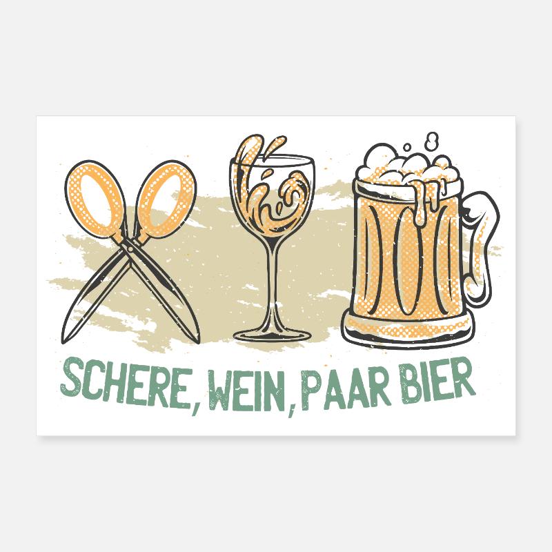 Schere Wein Paar Bier Poster 30x20 cm