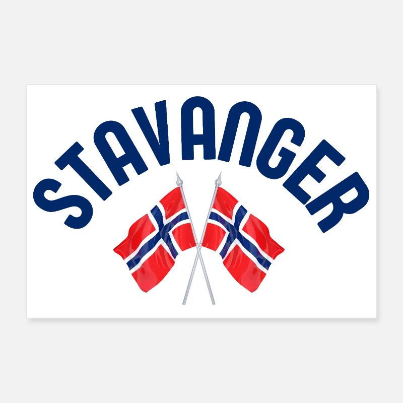 Stavanger Norway Flags Poster 12" x 8" (30x20 cm)