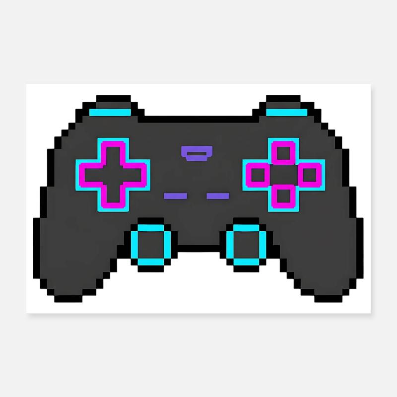 Autocollant Pixel Game Controller Retro 8 Bits Shirt Poster 30 x 20 cm