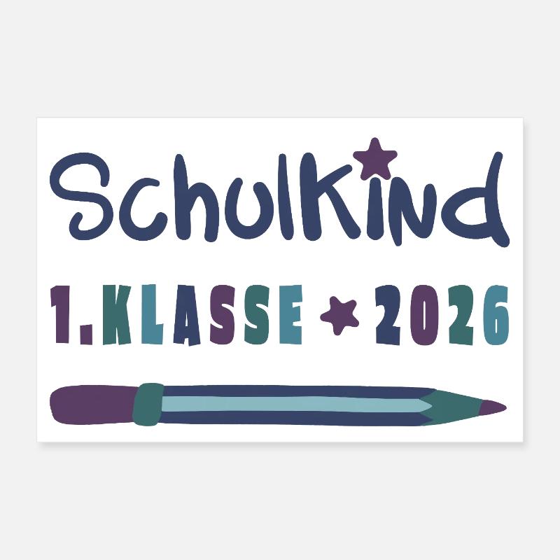 Schulkind 2026 - 1. Klasse - Einschulung 2026 - Poster 30x20 cm - Weiß
