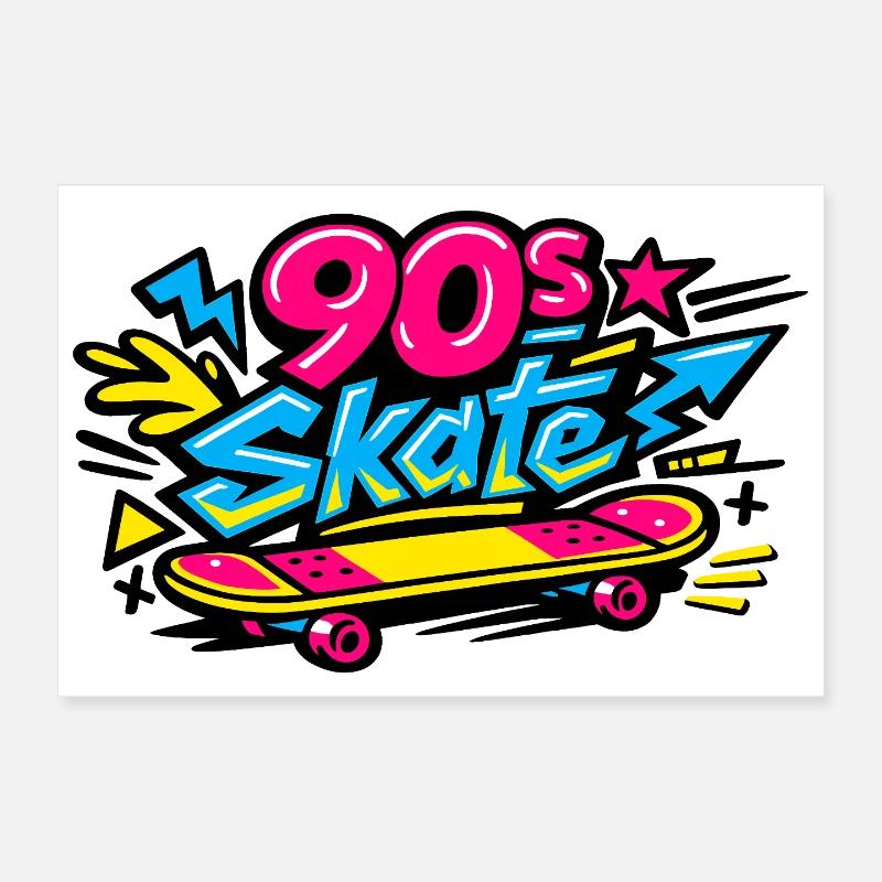 Style rétro du skateboard des années 90 Poster 30 x 20 cm