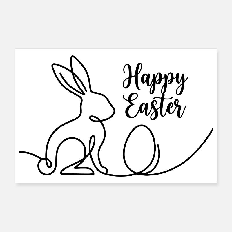 Joyeuses Pâques, Chemise de Pâques Un lapin mignon Poster 30 x 20 cm