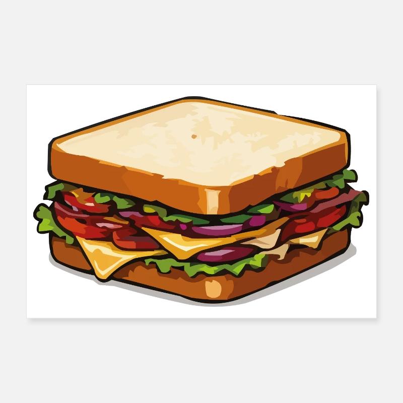 Cheese Sandwich Pop Art Poster 12" x 8" (30x20 cm)