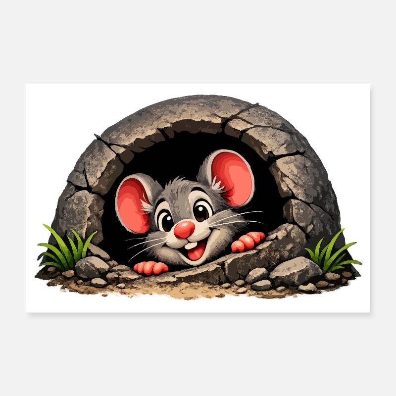 Petite souris sortie du trou Poster 30 x 20 cm