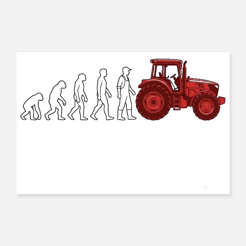 Evolution Farmer Farmer Tractor Poster 12" x 8" (30x20 cm)