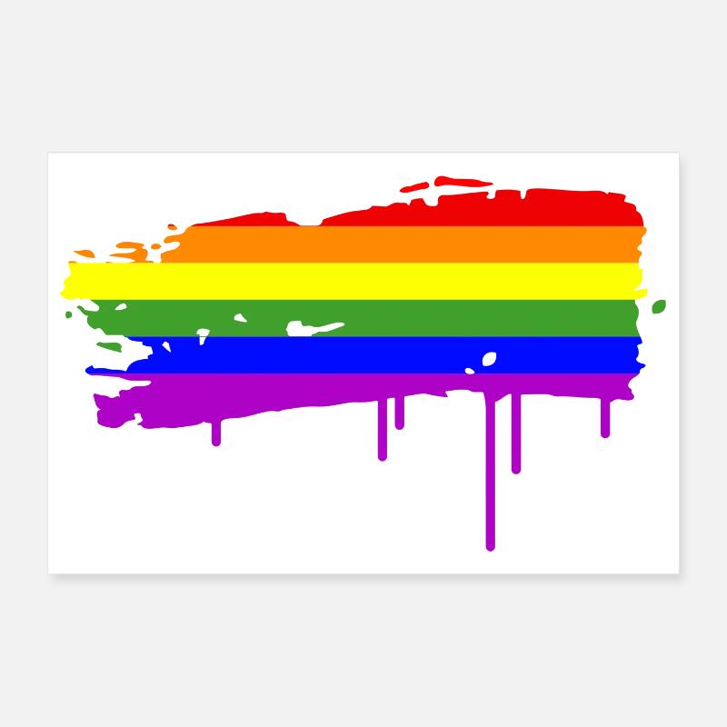 Regenbogenfahne Graffiti - Poster 30x20 cm - Weiß