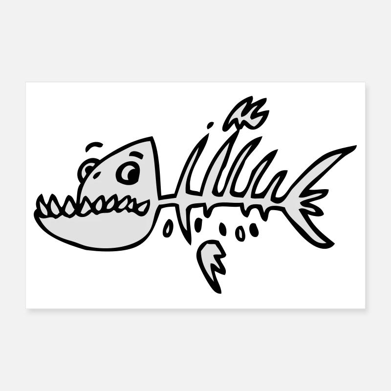 Poisson squelette Poster 30 x 20 cm
