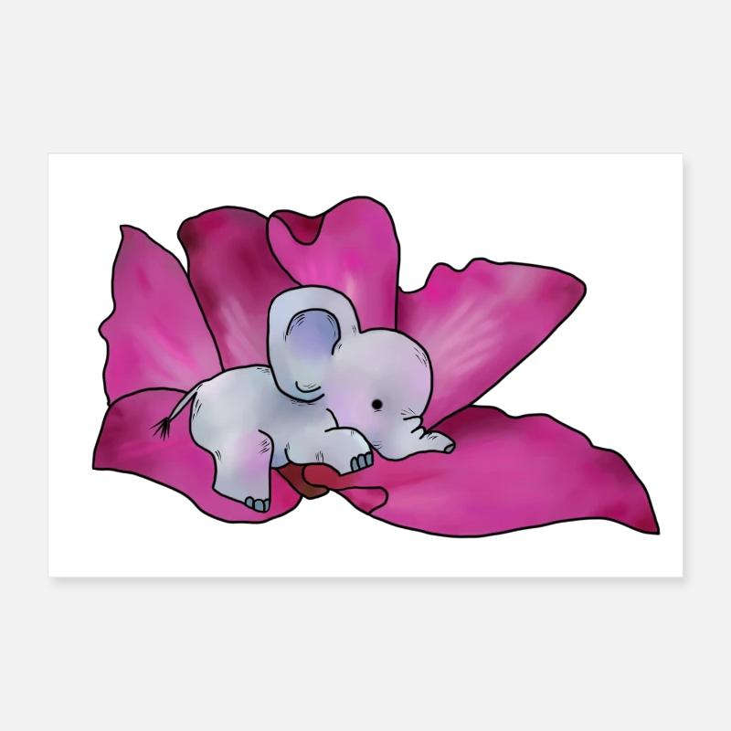 Elephant in blossom Poster 12" x 8" (30x20 cm)