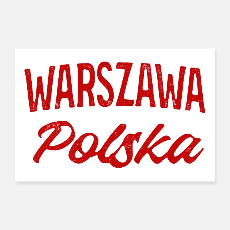 Warszawa Polska Retro Script Poster 30x20 cm