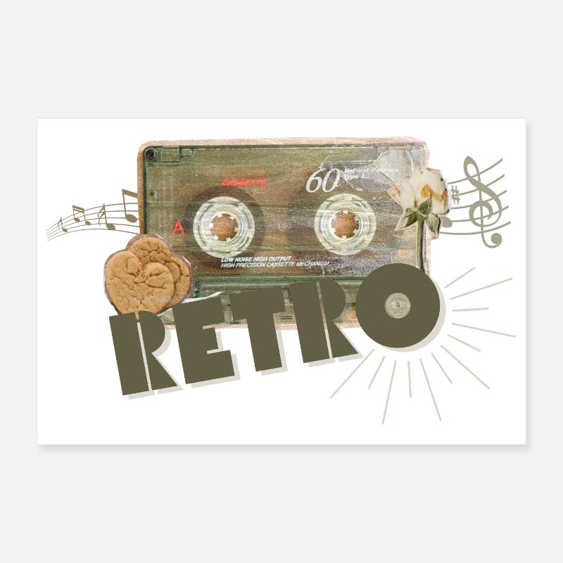 Collage de cassettes rétro Poster 30 x 20 cm