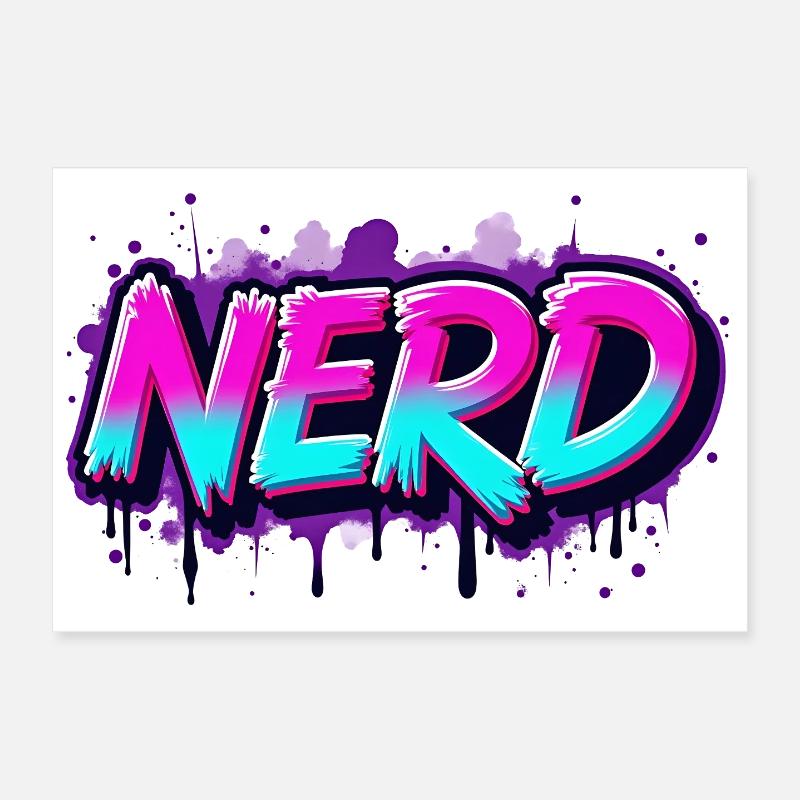 Nerd Néon Graffiti Étincelant Poster 30 x 20 cm