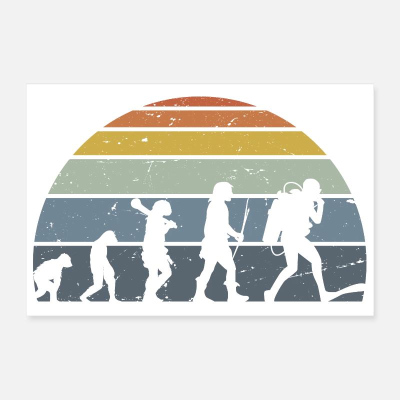 Evolution of Humanity Silhouette Design Poster 12" x 8" (30x20 cm)