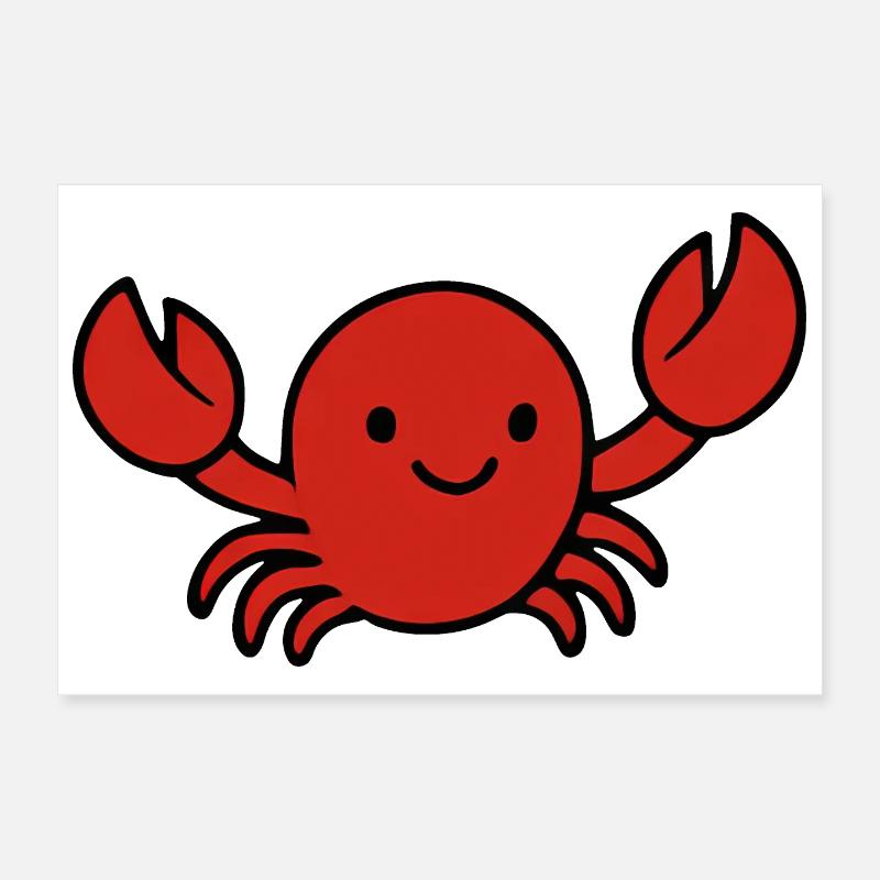 Cute cartoon crab sea creature design fun Poster 12" x 8" (30x20 cm)