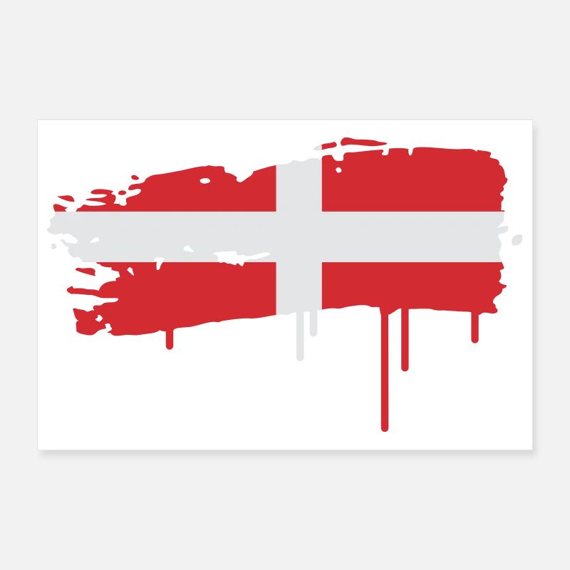 Coup de pinceau inspiré du drapeau de la Suisse Poster 30 x 20 cm