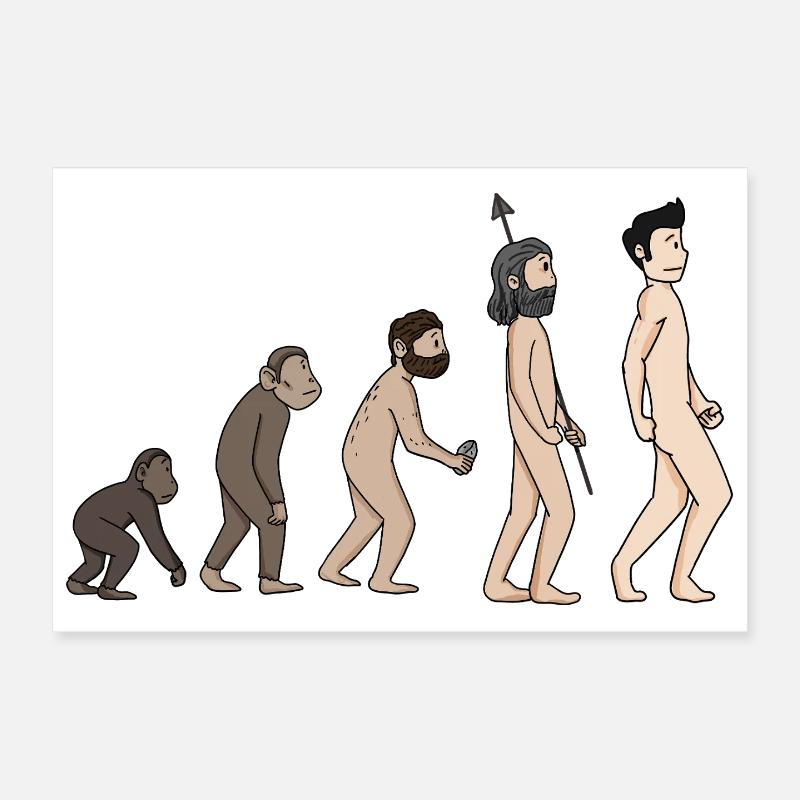Menschheits Entwicklung - Evolution Illustration Poster 30x20 cm