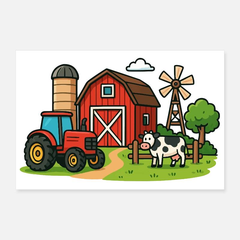 Rural Farm Scenery Poster 12" x 8" (30x20 cm)
