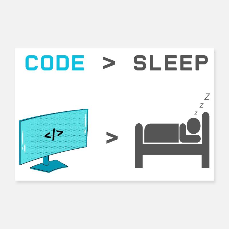 Code vs Veille : codeur en mode veille Poster 30 x 20 cm