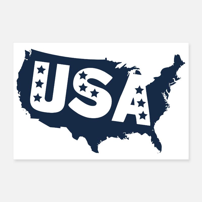United States Map with Stars Poster 12" x 8" (30x20 cm)