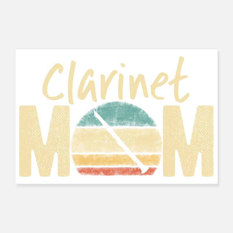 Clarinette Maman Rétro Vintage Marching Band Design Poster 30 x 20 cm