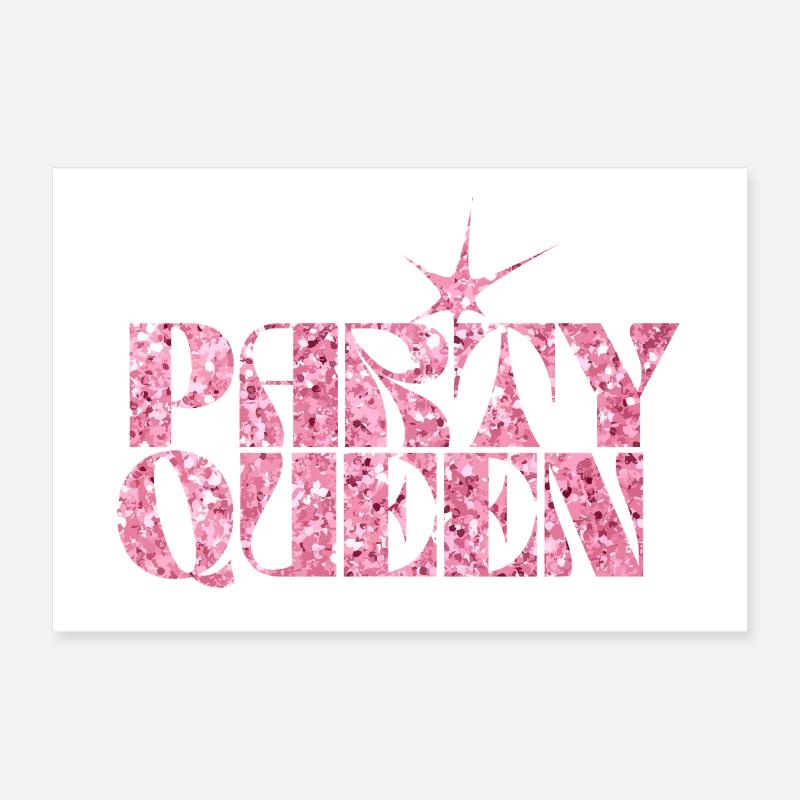 Party Queen Glitzer Text Poster 30x20 cm